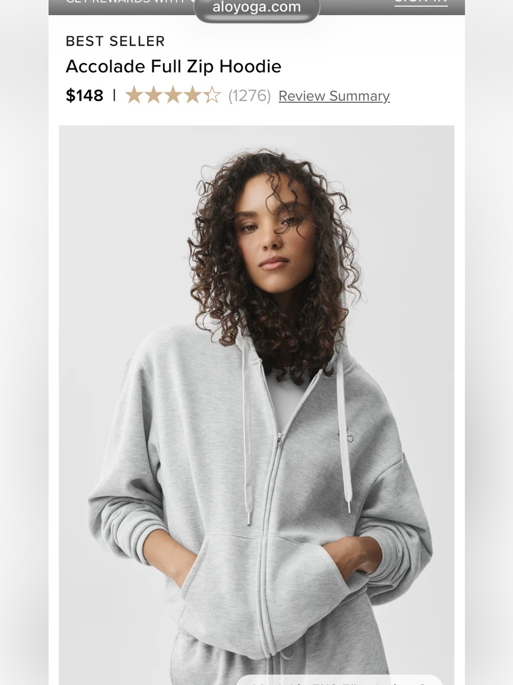 ALO Yoga athletic grey Full-Zip Hoodie BNWT